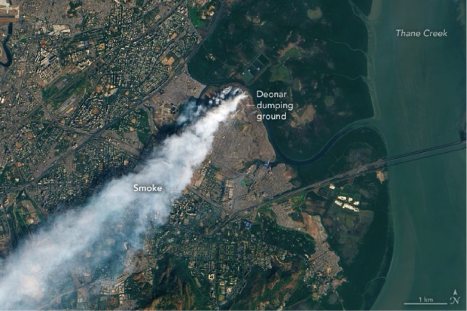 Deonar dumpsite fire (Image source: NASA)